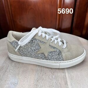 Steven New York Rubie Glitter Womens Sneakers Size 7 Silver Gray Suede